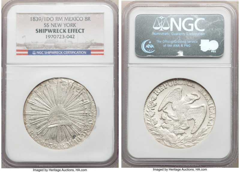 Republic Pair of Certified 8 Reales NGC, 1) 8 Reales 1839/1 Do-RM - Shipwreck Ef...