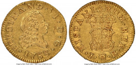 Ferdinand VI gold 1/2 Escudo 1758 M-JB MS61 NGC, Madrid mint, KM378. Bold portrait with underlying luster. 

HID09801242017

© 2022 Heritage Aucti...