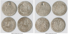 4-Piece Lot of Uncertified Assorted 1/4 Talers, 1) Germany: Brandenburg-Prussia. Georg Wilhelm 1/4 Taler 1622 - VF, KM86.4. 29.4mm. 5.90gm 2) Germany:...