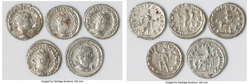 ANCIENT LOTS. Roman Imperial. Lot of five (5) AR antoniniani. VF-Choice VF. Incl...