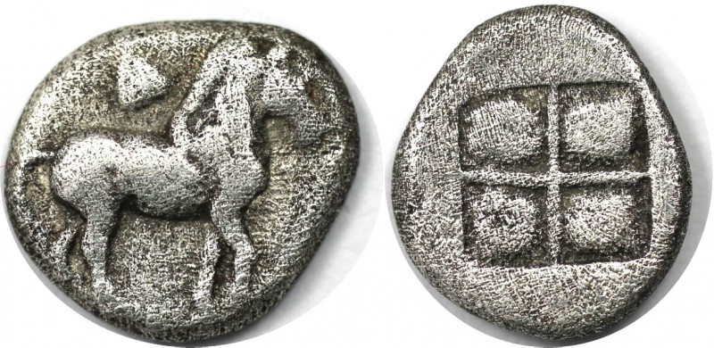 Griechische Münzen, MACEDONIA. Diobol 498-454 v. Chr. Vs.: Pferd nach rechts dar...