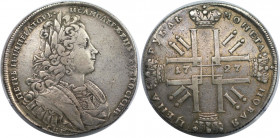 Russische Münzen und Medaillen, Peter II. (1727-1729). 1 Rubel 1727 SPB, St. Petersburg. Silber. Bitkin 153, Dav. 1667. Sehr schön, kl. Kratzer und Ra...