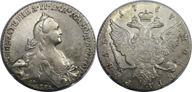 Russische Münzen und Medaillen, Katharina II. (1762-1796). 1 Rubel 1767 SPB A Sc...