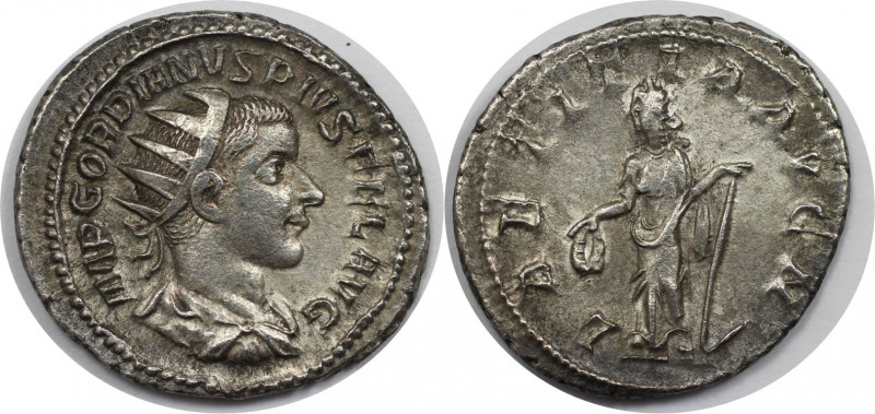 Römische Münzen, MÜNZEN DER RÖMISCHEN KAISERZEIT. Gordianus III. Pius. Denar 238...