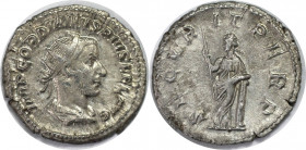 Römische Münzen, MÜNZEN DER RÖMISCHEN KAISERZEIT. Rom. Gordianus III. Antoninianus 244 n. Chr. Silber. 4,25 g. RIC 152 (R1). Stempelglanz