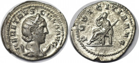 Römische Münzen, MÜNZEN DER RÖMISCHEN KAISERZEIT. Rom. Herennia Etruscilla. Antoninianus 249-251 n. Chr. Silber. 4,67 g. RIC 59b. Stempelglanz