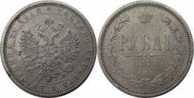 Russische Münzen und Medaillen, Alexander II. (1854-1881). 1 Rubel 1877 SPB NI. Silber. Bitkin 90. Sehr schön+