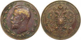 Russische Münzen und Medaillen, Nikolaus II. (1894-1918). Bronzemedaille 1908-1909. Kaiserliche Don-Kuban-Terek-Gesellschaft für Landwirtschaft. 59,0 ...