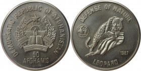 Weltmünzen und Medaillen, Afghanistan. Leopard. 50 Afghanis 1987. Kupfer-Nickel. KM 1006. Stempelglanz