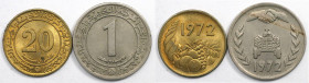 Weltmünzen und Medaillen, Algerien / Algeria, Lots und Sammlungen. 20 Centimes, 1 Dinar. Lot von 2 Münzen 1972. Bild ansehen Lot