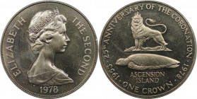 Weltmünzen und Medaillen, Ascension Insel / Ascension Island. 25. Jahrestag der Krönung. 1 Crown 1978. Kupfer-Nickel. KM 1. Stempelglanz