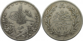 Weltmünzen und Medaillen, Ägypten / Egypt. Abdul Hamid II. 10 Qirsh 1885 (AH 1293/11W). Silber. KM 295. Sehr schön+