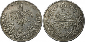 Weltmünzen und Medaillen, Ägypten / Egypt. Abdul Hamid II. 20 Qirsh 1904 (AH 1293/30H). Silber. KM 296. Sehr schön-vorzüglich