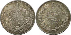 Weltmünzen und Medaillen, Ägypten / Egypt. Mehmed V. 10 Qirsh 1911 (AH 1327/3H). Silber. KM 309. Vorzüglich