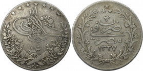 Weltmünzen und Medaillen, Ägypten / Egypt. Mehmed V. 20 Qirsh 1911 (AH 1327/3H). Silber. KM 310. Sehr schön+