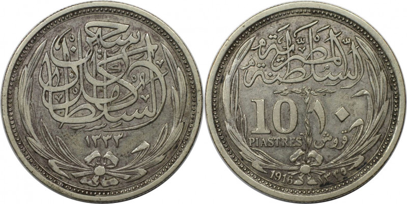 Weltmünzen und Medaillen, Ägypten / Egypt. Hussein Kamil (1914-1917). 10 Piastre...