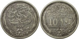 Weltmünzen und Medaillen, Ägypten / Egypt. Hussein Kamil (1914-1917). 10 Piastres 1916. Silber. KM 319. Fast Vorzüglich