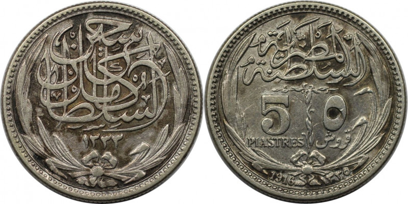 Weltmünzen und Medaillen, Ägypten / Egypt. Hussein Kamil (1914-1917). 5 Piastres...