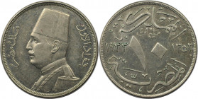 Weltmünzen und Medaillen, Ägypten / Egypt. Fuad I. 10 Milliemes 1933. Kupfer-Nickel. KM 347. Stempelglanz