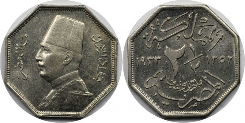 Weltmünzen und Medaillen, Ägypten / Egypt. Fuad I. 2 1/2 Milliemes 1933 (AH 1352...