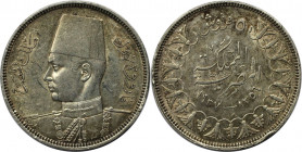 Weltmünzen und Medaillen, Ägypten / Egypt. Farouk I. 5 Piastres 1937. Silber. KM 366. Vorzüglich