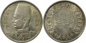 Weltmünzen und Medaillen, Ägypten / Egypt. Farouk I. 10 Piastres 1939. Silber. KM 367. Fast Stempelglanz