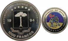 Weltmünzen und Medaillen, Äquatorial Guinea / Equatorial Guinea. 25. Jahrestag - Mondlandung. 1000 Francos 1994. Kupfer-Nickel. KM 92. Stempelglanz