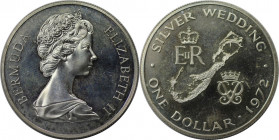 Weltmünzen und Medaillen, Bermuda. Elizabeth II. Silber-Hochzeit von Königin Elisabeth II. und Prinz Philip. 1 Dollar 1972. 28,28 g. 0.500 Silber. 0.4...