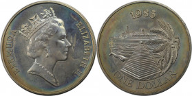 Weltmünzen und Medaillen, Bermuda. Kreuzfahrtschiff Tourismus. 1 Dollar 1985. Kupfer-Nickel. KM 43. Stempelglanz