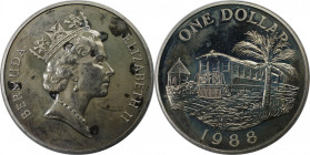 Weltmünzen und Medaillen, Bermuda. Eisenbahn. 1 Dollar 1988. Kupfer-Nickel. KM 55. Stempelglanz