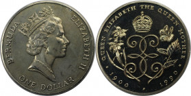 Weltmünzen und Medaillen, Bermuda. 90. Jahrestag - Geburt der Königinmutter. 1 Dollar 1990. Kupfer-Nickel. KM 67. Stempelglanz