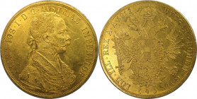 RDR – Habsburg – Österreich, KAISERREICH ÖSTERREICH. Franz Joseph I. (1848-1916). 4 Dukaten 1912, Wien. Gold. 13,98 g. Fr. 1161. Vorzüglich, Kratzer...