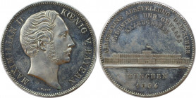 Altdeutsche Münzen und Medaillen, BAYERN / BAVARIA. Maximilian II. (1848-1864). Geschichtsdoppeltaler 1854, Glaspalast. Silber. AKS 166. Vorzüglich-st...