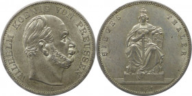 Altdeutsche Münzen und Medaillen, BRANDENBURG IN PREUSSEN. Wilhelm I. (1861-1888). Siegestaler 1871 A, Sieg über Frankreich. Silber. KM 500, Jaeger 99...