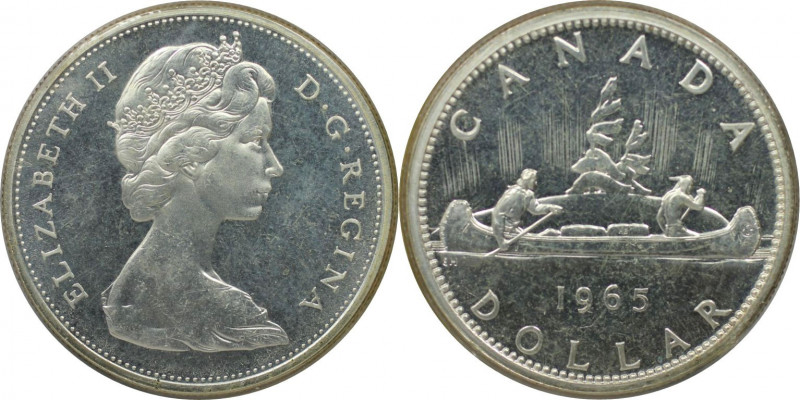 Weltmünzen und Medaillen, Kanada / Canada. Kanu. 1 Dollar 1965. 23,33 g. 0.800 S...