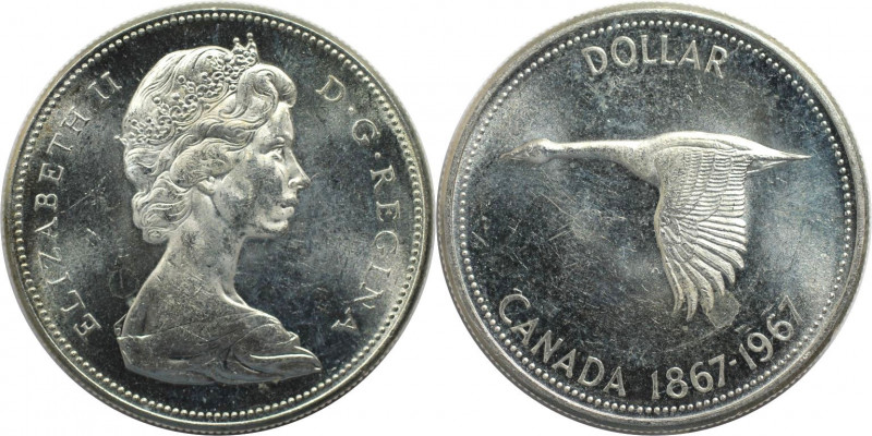 Weltmünzen und Medaillen, Kanada / Canada. Wildgans. 1 Dollar 1967. 23,33 g. 0.8...