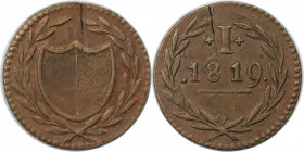 Altdeutsche Münzen und Medaillen, FRANKFURT - STADT. 1 Pfennig- sog. Judenpfennig 1819. Jaeger 7. Sehr schön