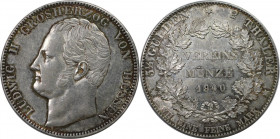 Altdeutsche Münzen und Medaillen, HESSEN. Ludwig II. (1830-1848). Vereinsdoppeltaler 1840. Silber. AKS 99. Vorzüglich