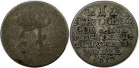 Altdeutsche Münzen und Medaillen, MECKLENBURG - SCHWERIN. Friedrich II. 1 Schilling Courant 1779. Silber. KM 204. Sehr Schön