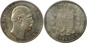 Altdeutsche Münzen und Medaillen, MECKLENBURG - SCHWERIN. Friedrich Franz II. (1842-1883). Vereinstaler 1864 A, Berlin. Silber. 18,50 g. Dav. 728, AKS...