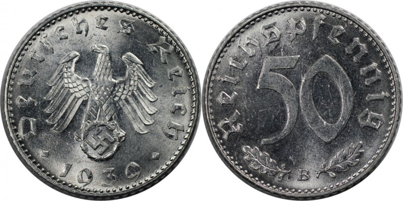 Deutsche Münzen und Medaillen ab 1871, REICHSKLEINMÜNZEN. 50 Reichspfennig 1939 ...
