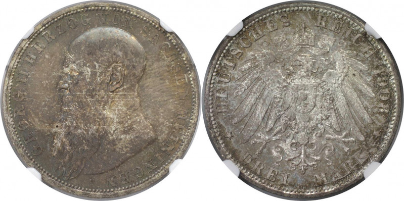 Deutsche Münzen und Medaillen ab 1871, REICHSSILBERMÜNZEN, Sachsen-Meiningen. Ge...
