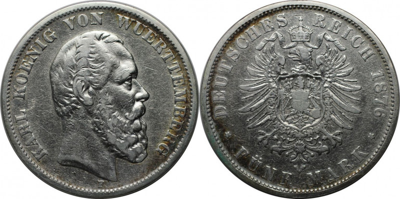 Deutsche Münzen und Medaillen ab 1871, REICHSSILBERMÜNZEN, Württemberg. Karl (18...