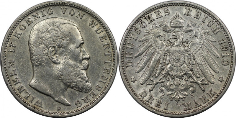Deutsche Münzen und Medaillen ab 1871, REICHSSILBERMÜNZEN, Württemberg. Wilhelm ...