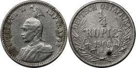 Deutsche Münzen und Medaillen ab 1871, DEUTSCHE KOLONIEN. Deutsch Ostafrika. Wilhelm II. (1888-1918). 1/4 Rupie 1906 J. Jaeger 720. Sehr Schön