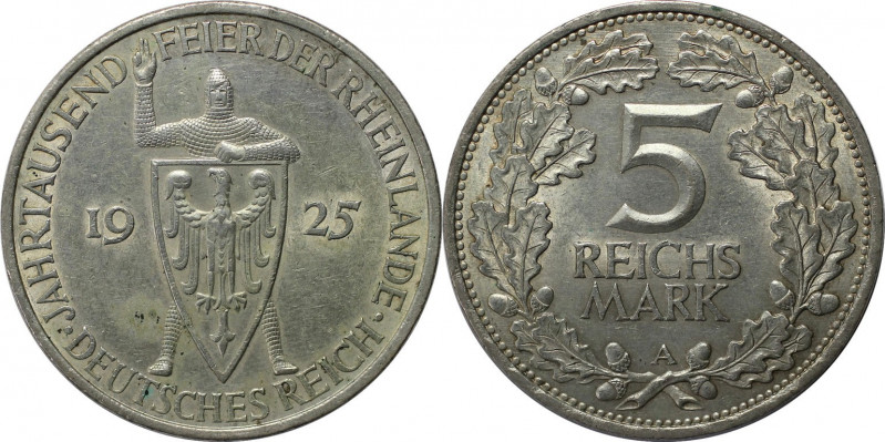 Deutsche Münzen und Medaillen ab 1871, WEIMARER REPUBLIK. 5 Reichsmark 1925 A, a...