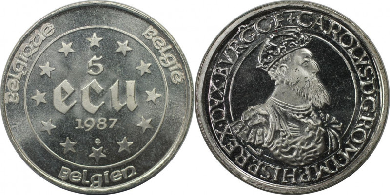 Europäische Münzen und Medaillen, Belgien / Belgium. Karl V. 5 Ecu 1987. 22,85 g...