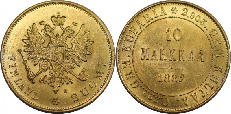 Europäische Münzen und Medaillen, Finnland / Finland. 10 Markkaa 1882. 3,23 g. 0...