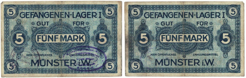 Banknoten, Deutschland / Germany. Notgeld, Münster i W. Gefangenen - Lager I. 5 ...