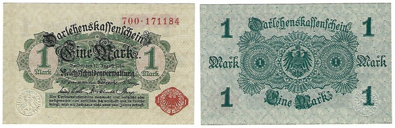 Banknoten, Deutschland / Germany. Deutsches Reich. Darlehenskassenschein 1 Mark ...